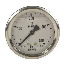 Manometer 0-100 bar 1/4" achteraansluiting